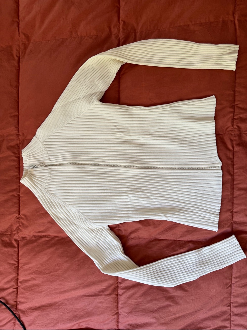 Lucy Ivory Ribbed Zip Cardigan